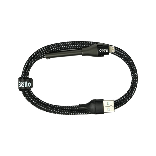 Bello BA-02 Type-C To Lightning 27W Standlı Koruyuculu Örgülü Hızlı Şarj Data Kablosu 1.2m
