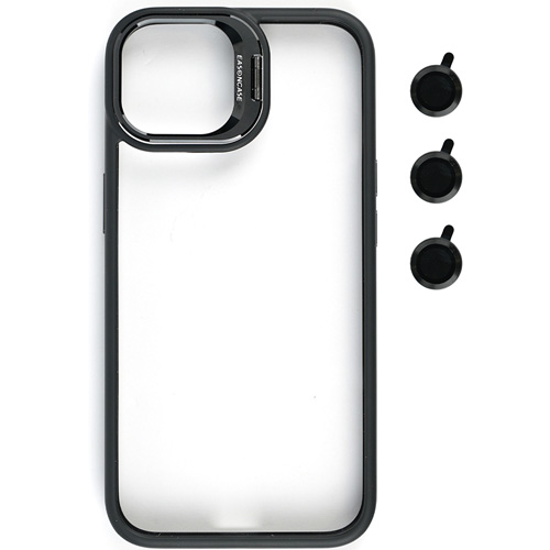 Bello Kamera Standlı + Lens koruyuculu iPhone 13 Pro Siyah Kılıf
