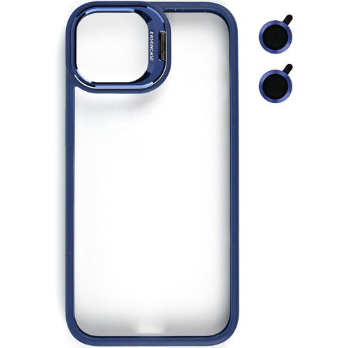 Bello Kamera Standlı + Lens koruyuculu iPhone 14 Lacivert Kılıf