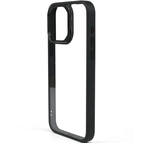 Bello Kamera Standlı + Lens koruyuculu iPhone 15 Pro Siyah Kılıf