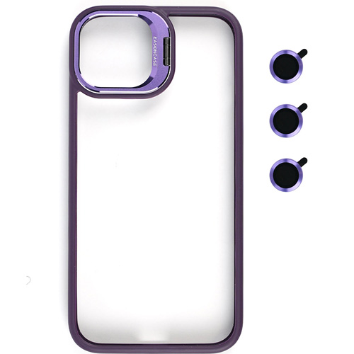 Bello Kamera Standlı + Lens koruyuculu iPhone 13 Pro Mor Kılıf