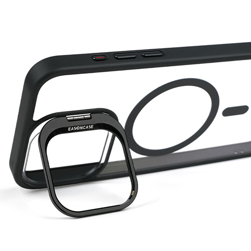 Bello Kamera Standlı Lens koruyuculu iPhone 14 Magsafe Siyah Kılıf