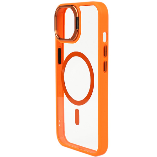 Bello Kamera Standlı Lens koruyuculu iPhone 14 Magsafe Turuncu Kılıf
