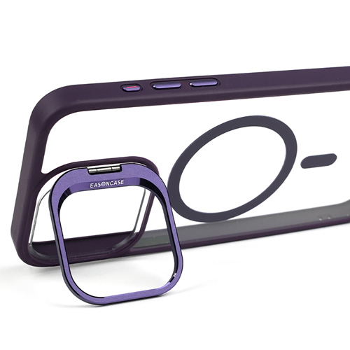 Bello Magsafe Kamera Standlı Lens koruyuculu iPhone 13 Pro Max Kılıf - Mor