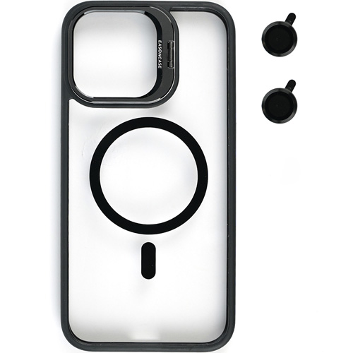 Bello Magsafe Uyumlu Kamera Standlı + Lens Koruyuculu iPhone 11 Siyah Kılıf