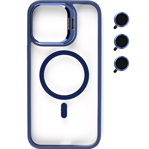 Bello Magsafe Uyumlu Kamera Standlı Ve Lens koruyuculu iPhone 13 Pro Lacivert Kılıf