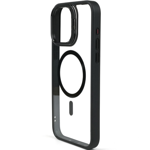 Bello Standlı Ve Lens Koruyuculu iPhone 15 Magsafe Kılıf - Siyah