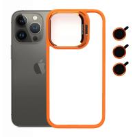 Bello Kamera Standlı + Lens koruyuculu iPhone 14 Pro Turuncu Kılıf