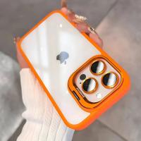 Bello Kamera Standlı + Lens koruyuculu iPhone 14 Pro Turuncu Kılıf