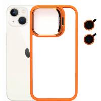 Bello Kamera Standlı + Lens koruyuculu iPhone 14 Turuncu Kılıf