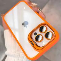Bello Kamera Standlı + Lens koruyuculu iPhone 14 Turuncu Kılıf