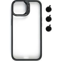 Bello Kamera Standlı + Lens koruyuculu iPhone 13 Pro Max Siyah Kılıf