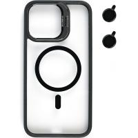 Bello Kamera Standlı Lens koruyuculu iPhone 14 Magsafe Siyah Kılıf