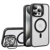 Bello Kamera Standlı Lens koruyuculu iPhone 14 Magsafe Siyah Kılıf