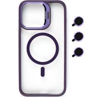 Bello Magsafe Uyumlu Kamera Standlı Ve Lens koruyuculu iPhone 13 Pro Mor Kılıf