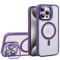 Bello Magsafe Uyumlu Kamera Standlı Ve Lens koruyuculu iPhone 13 Pro Mor Kılıf