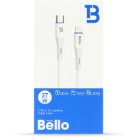 Bello Type-C To Lightning Beyaz Hızlı Şarj Data Kablosu 27W 1.2m BA-01